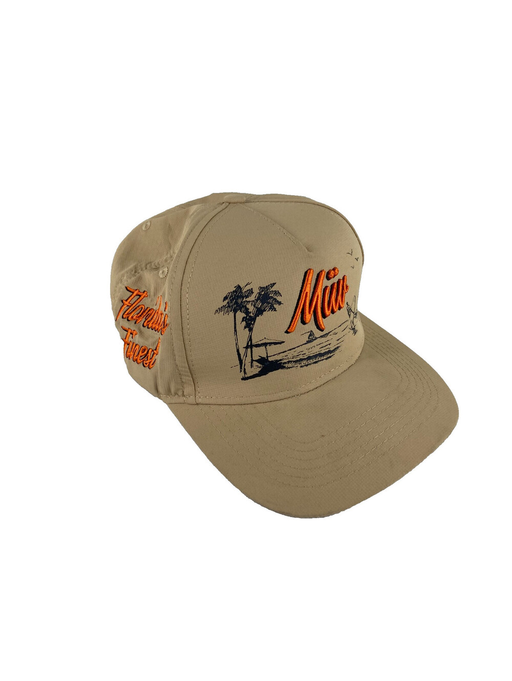 MUV Florida's Finest Tan Adjustable Cap Embroidered Logo Surfer Beach